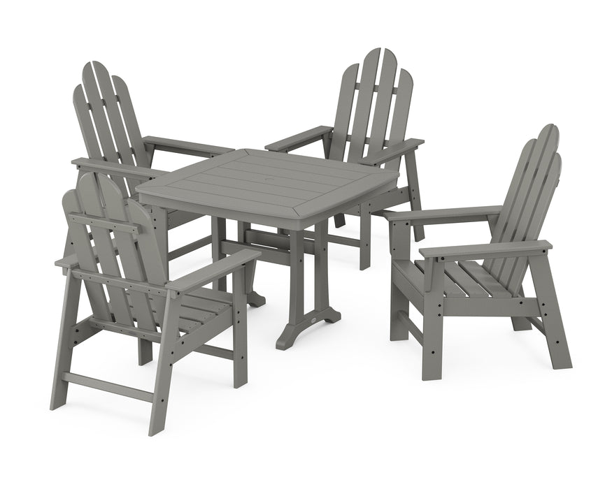 POLYWOOD Long Island 5-Piece Dining Set with Trestle Legs in Slate Grey