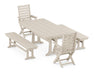 POLYWOOD Captain 5-Piece Farmhouse Dining Set With Trestle Legs in Sand