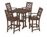 Martha Stewart by POLYWOOD Chinoiserie 5-Piece Bar Set with Trestle Legs in Mahogany