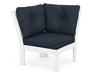 POLYWOOD Vineyard Modular Corner Chair in White with Marine Indigo fabric