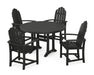 POLYWOOD Classic Adirondack 5-Piece Round Dining Set with Trestle Legs in Black