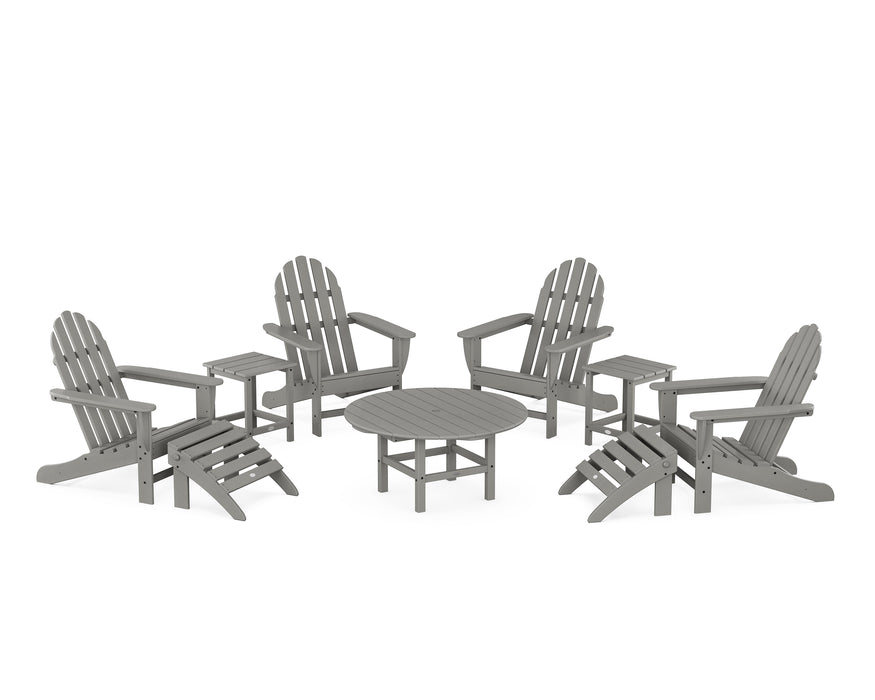 POLYWOOD Classic Adirondack Chair 9-Piece Conversation Set in Slate Grey