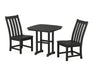 POLYWOOD Vineyard Side Chair 3-Piece Dining Set in Black