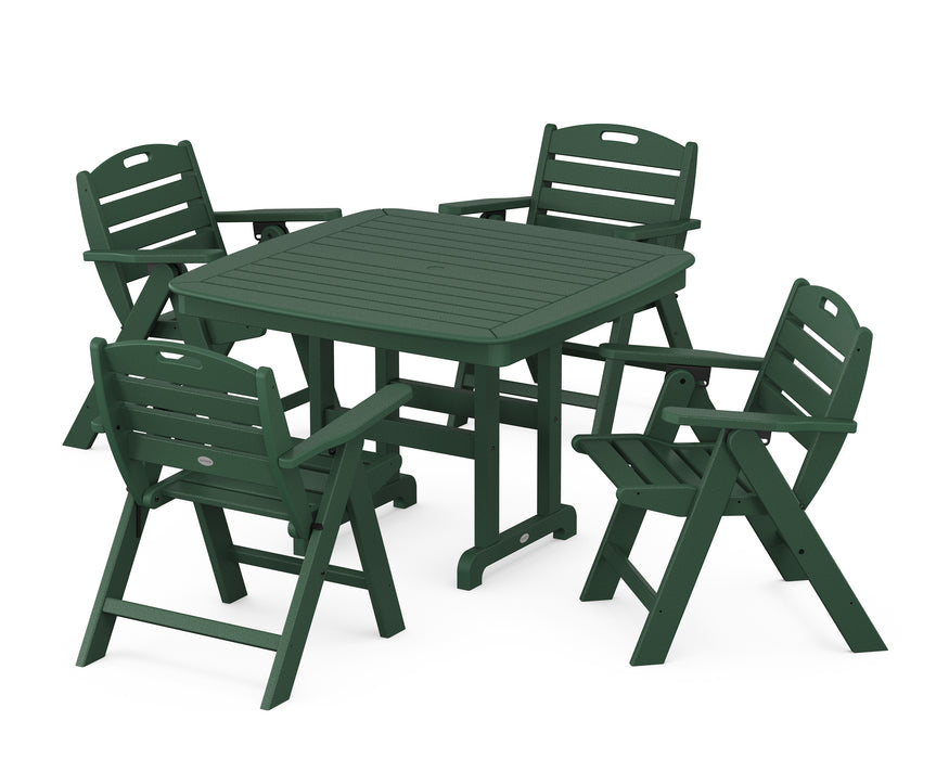 POLYWOOD Nautical Lowback 5-Piece Dining Set with Trestle Legs in Green