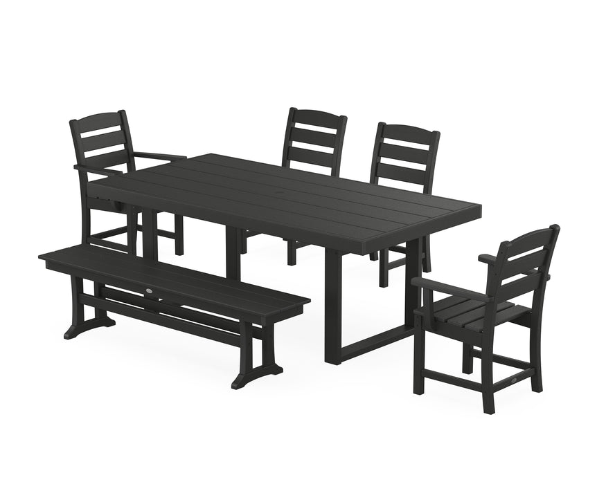 POLYWOOD Lakeside 6-Piece Dining Set with Trestle Legs in Black