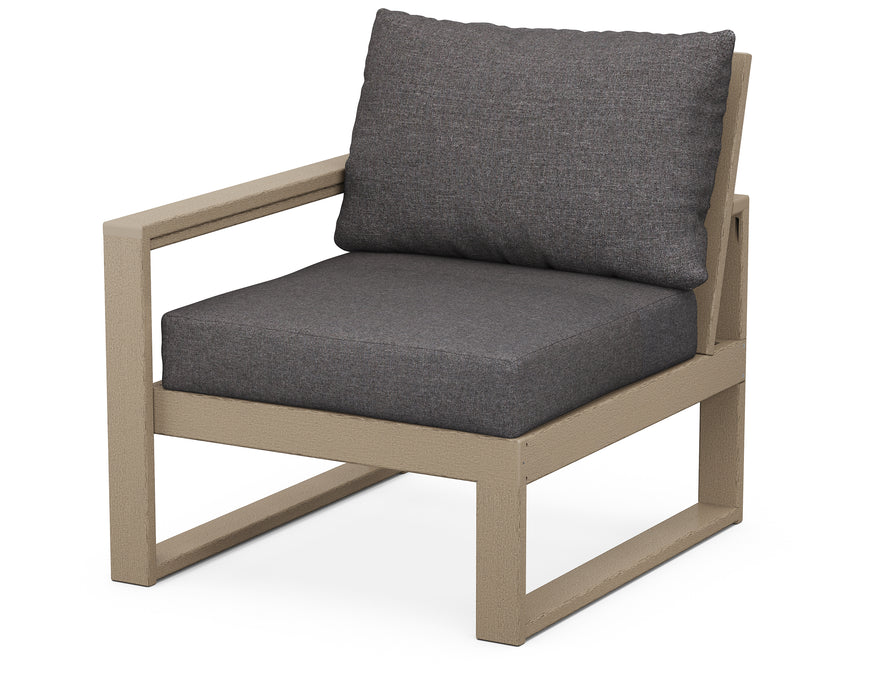 POLYWOOD® EDGE Modular Left Arm Chair in Vintage Sahara with Ash Charcoal fabric