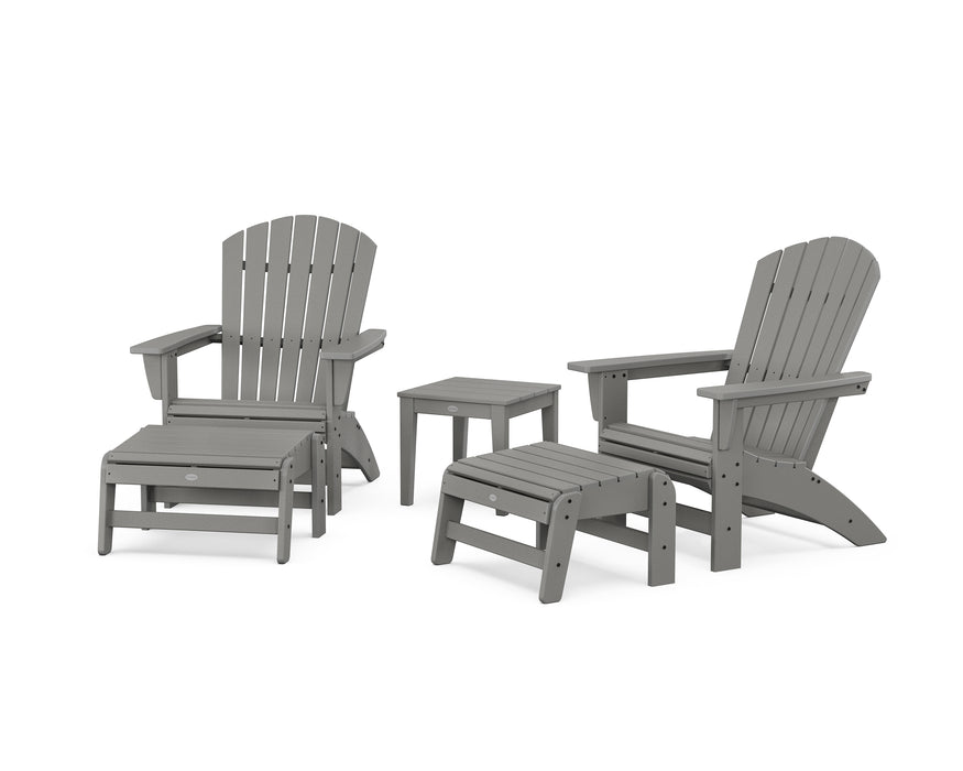 POLYWOOD® 5-Piece Nautical Grand Adirondack Set with Ottomans and Side Table in Slate Grey