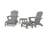 POLYWOOD® 5-Piece Nautical Grand Adirondack Set with Ottomans and Side Table in Slate Grey