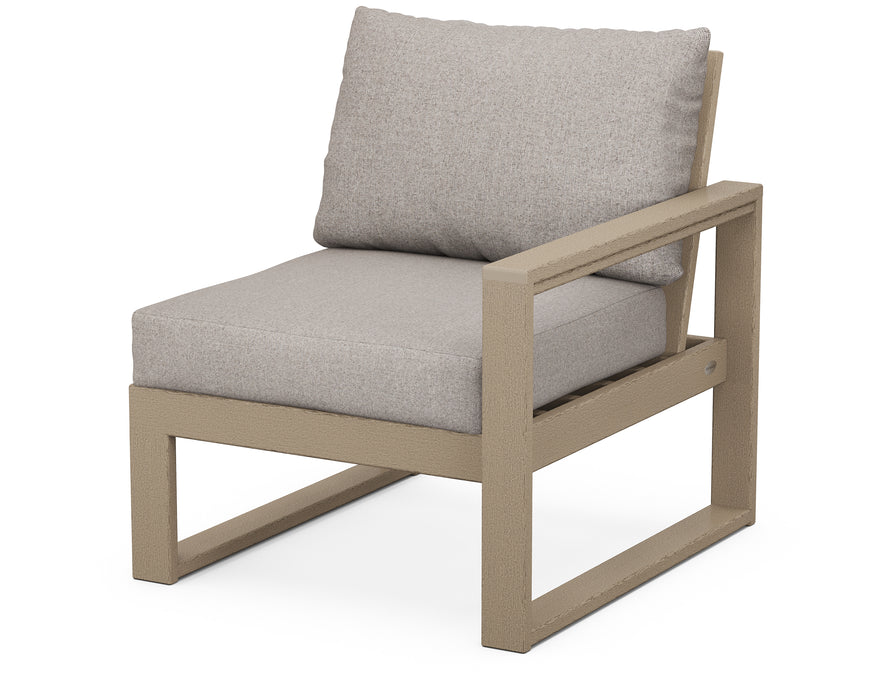 POLYWOOD® EDGE Modular Right Arm Chair in Vintage Sahara with Weathered Tweed fabric