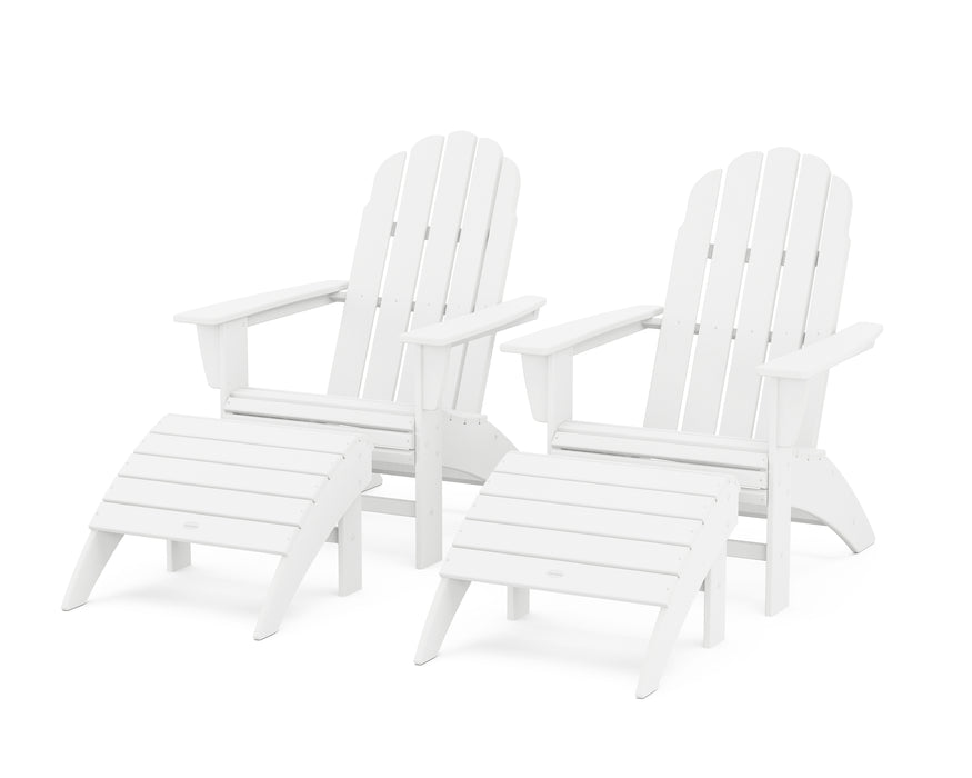 POLYWOOD Vineyard Curveback Adirondack Chair 4-Piece Set with Ottomans in White