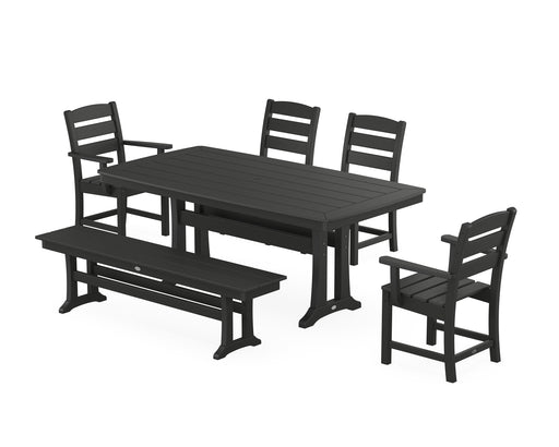 POLYWOOD Lakeside 6-Piece Dining Set with Trestle Legs in Black