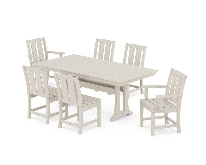 POLYWOOD® Mission 7-Piece Farmhouse Dining Set with Trestle Legs in Black