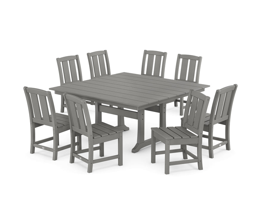 POLYWOOD® Mission Side Chair 9-Piece Square Farmhouse Dining Set with Trestle Legs in Black
