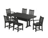 POLYWOOD Traditional Garden 7-Piece Dining Set with Trestle Legs in Black