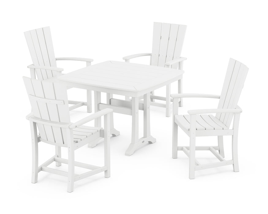 POLYWOOD Quattro 5-Piece Dining Set with Trestle Legs in White