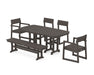 POLYWOOD EDGE 6-Piece Dining Set with Bench in Vintage Coffee