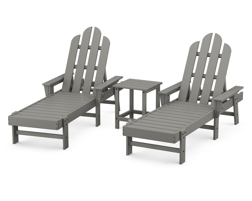 POLYWOOD Long Island Chaise 3-Piece Set in Slate Grey