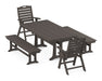 POLYWOOD Nautical Highback 5-Piece Farmhouse Dining Set With Trestle Legs in Vintage Coffee