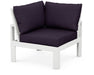 POLYWOOD Edge Modular Corner Chair in White with Navy Linen fabric