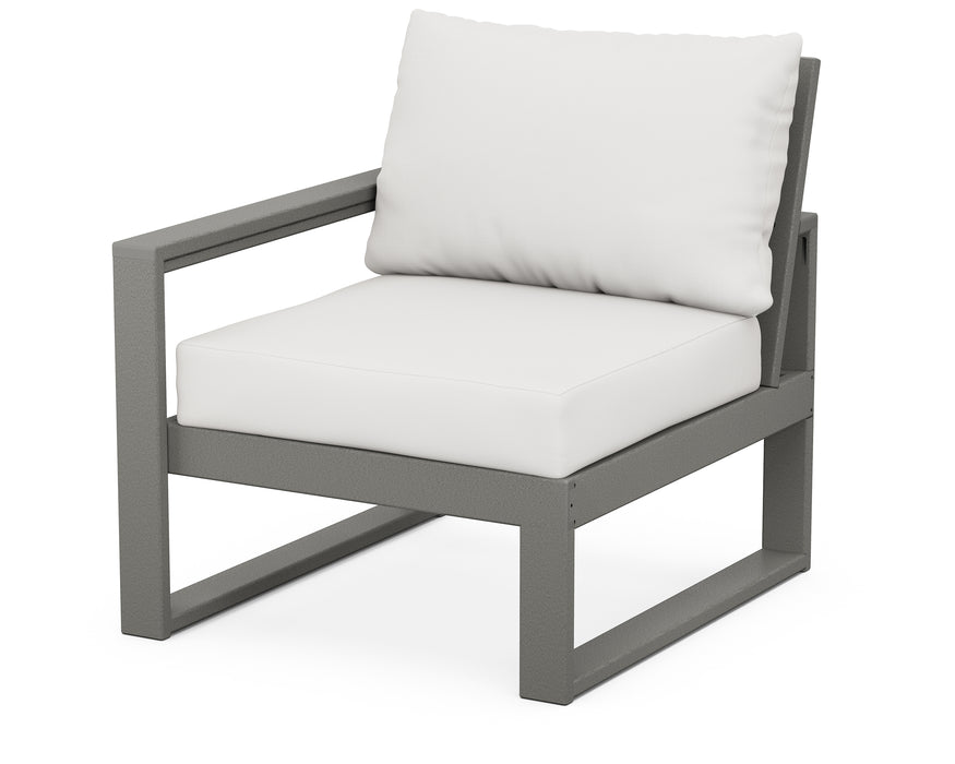 POLYWOOD® EDGE Modular Left Arm Chair in Slate Grey with Natural Linen fabric