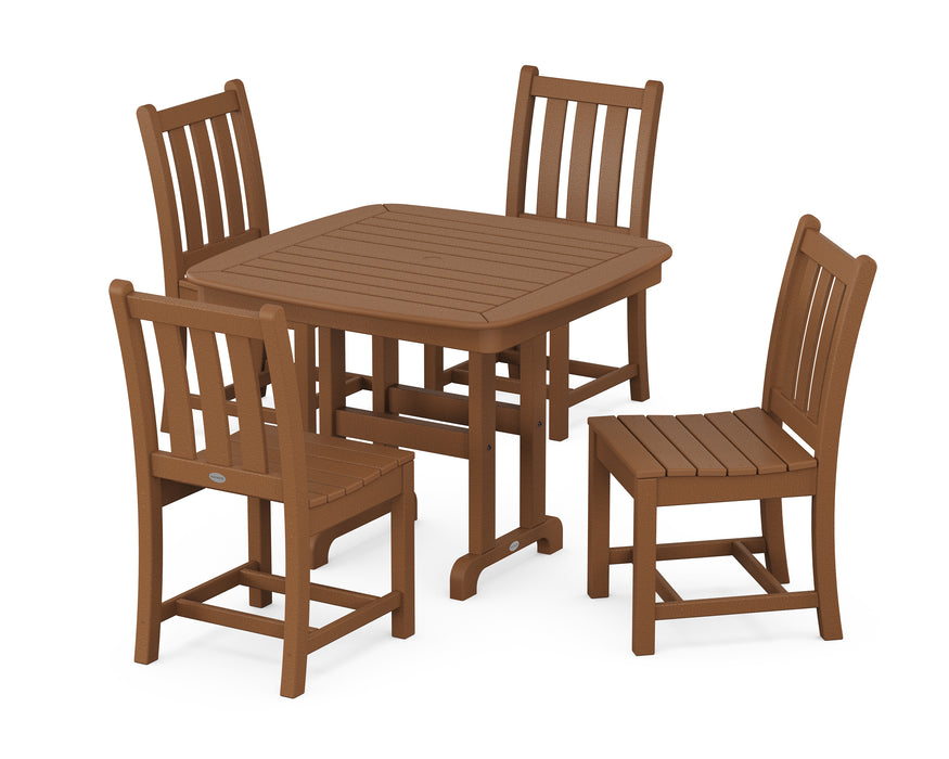 POLYWOOD Traditional Garden Side Chair 5-Piece Dining Set in Teak
