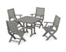 POLYWOOD Signature Folding Chair 5-Piece Dining Set in Slate Grey