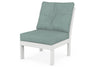 POLYWOOD Vineyard Modular Armless Chair in White with Glacier Spa fabric