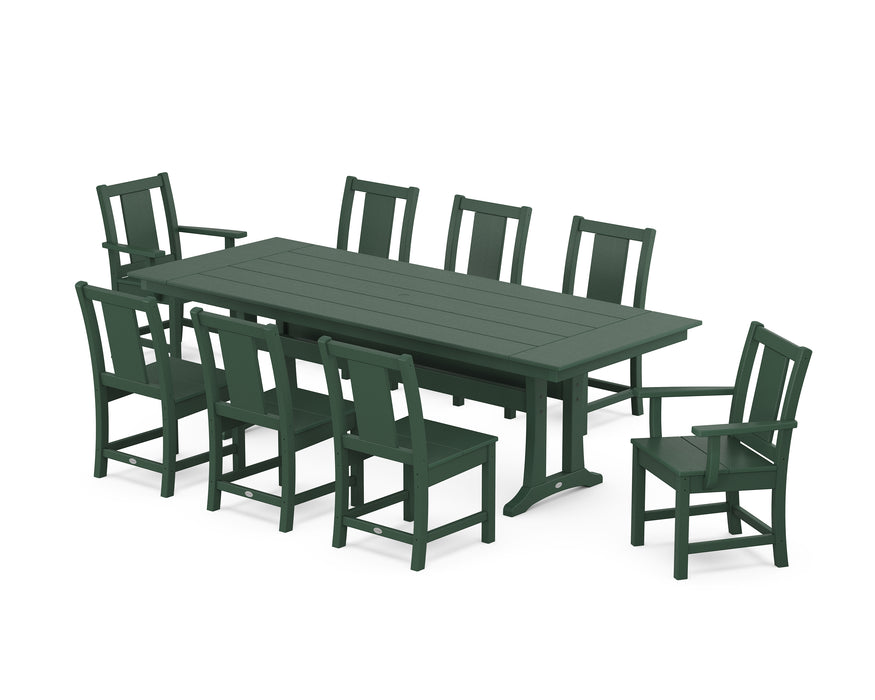 POLYWOOD® Prairie 9-Piece Farmhouse Dining Set with Trestle Legs in Mahogany