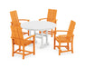 POLYWOOD Modern Adirondack 5-Piece Round Farmhouse Dining Set in Tangerine
