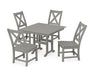 POLYWOOD Braxton Side Chair 5-Piece Farmhouse Dining Set in Slate Grey