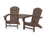 POLYWOOD Nautical 3-Piece Adirondack Set with Angled Connecting Table in Mahogany