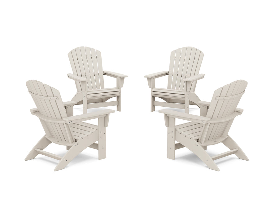 POLYWOOD® 4-Piece Nautical Grand Adirondack Chair Conversation Set in Sand
