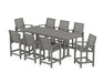 POLYWOOD® Signature 9-Piece Farmhouse Counter Set with Trestle Legs in Slate Grey