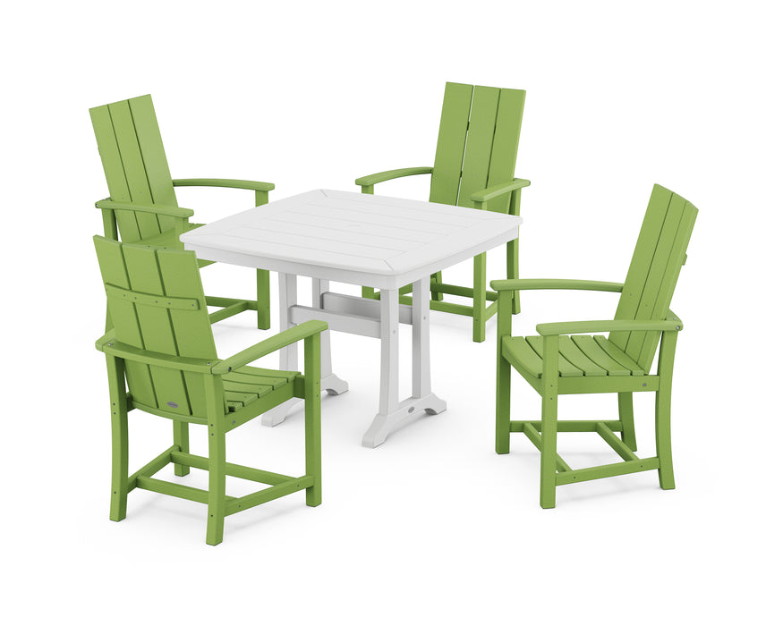 POLYWOOD Modern Adirondack 5-Piece Dining Set with Trestle Legs in Lime