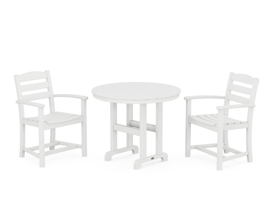 POLYWOOD La Casa Café 3-Piece Round Dining Set in White