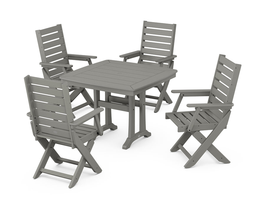 POLYWOOD Captain 5-Piece Dining Set with Trestle Legs in Slate Grey