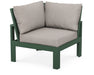 POLYWOOD Edge Modular Corner Chair in Green with Weathered Tweed fabric