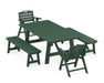 POLYWOOD Nautical Lowback 5-Piece Rustic Farmhouse Dining Set With Trestle Legs in Green