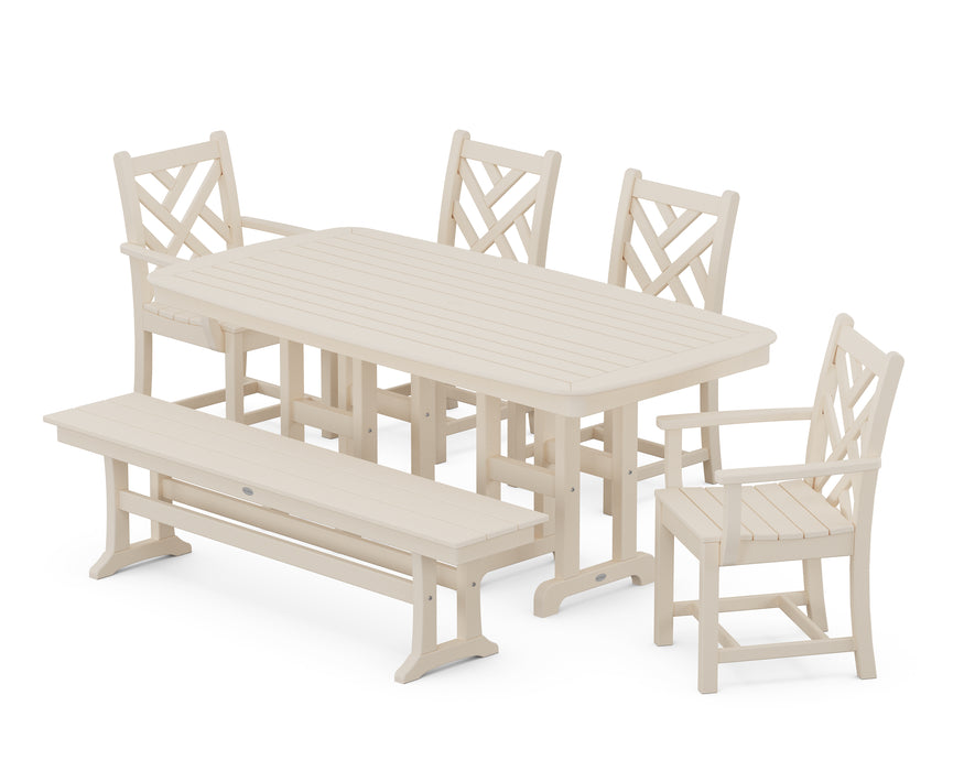 POLYWOOD Chippendale 6-Piece Dining Set with Bench in Sand