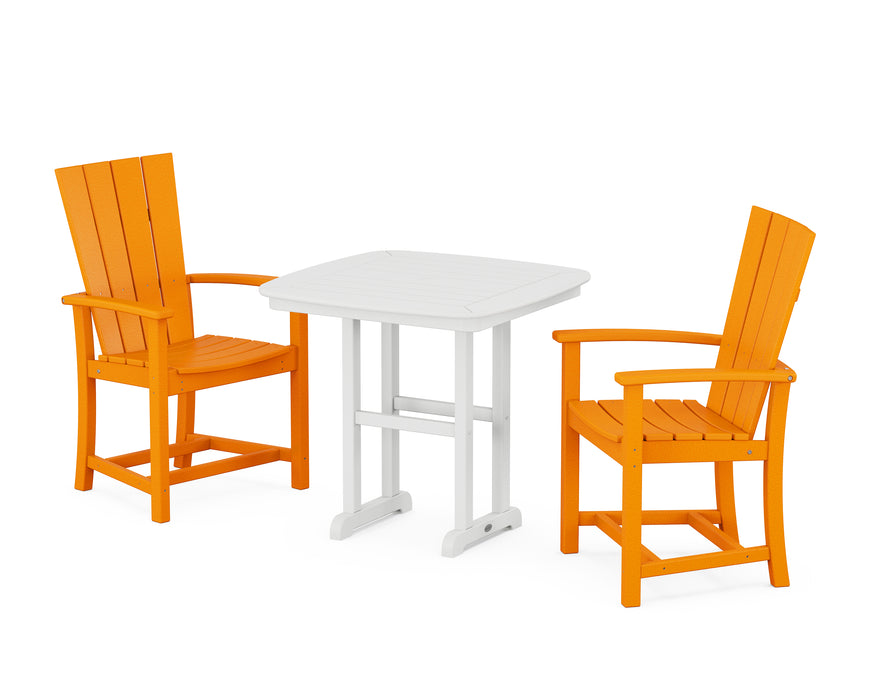 POLYWOOD Quattro 3-Piece Dining Set in Tangerine