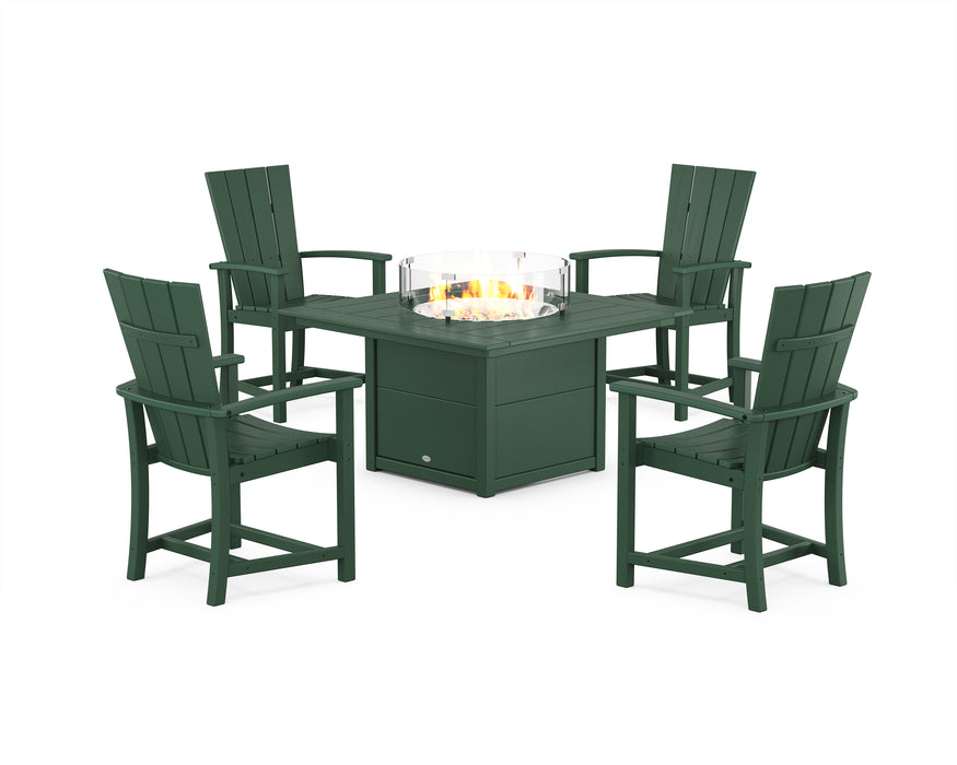 POLYWOOD® Quattro 4-Piece Upright Adirondack Conversation Set with Fire Pit Table in Mahogany