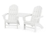 POLYWOOD Vineyard 3-Piece Curveback Adirondack Set with Angled Connecting Table in White