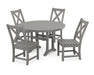 POLYWOOD Braxton Side Chair 5-Piece Round Dining Set With Trestle Legs in Slate Grey