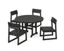POLYWOOD EDGE Side Chair 5-Piece Round Farmhouse Dining Set in Black