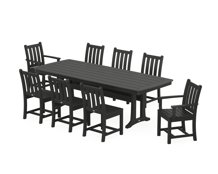 POLYWOOD Traditional Garden 9-Piece Dining Set with Trestle Legs in Black