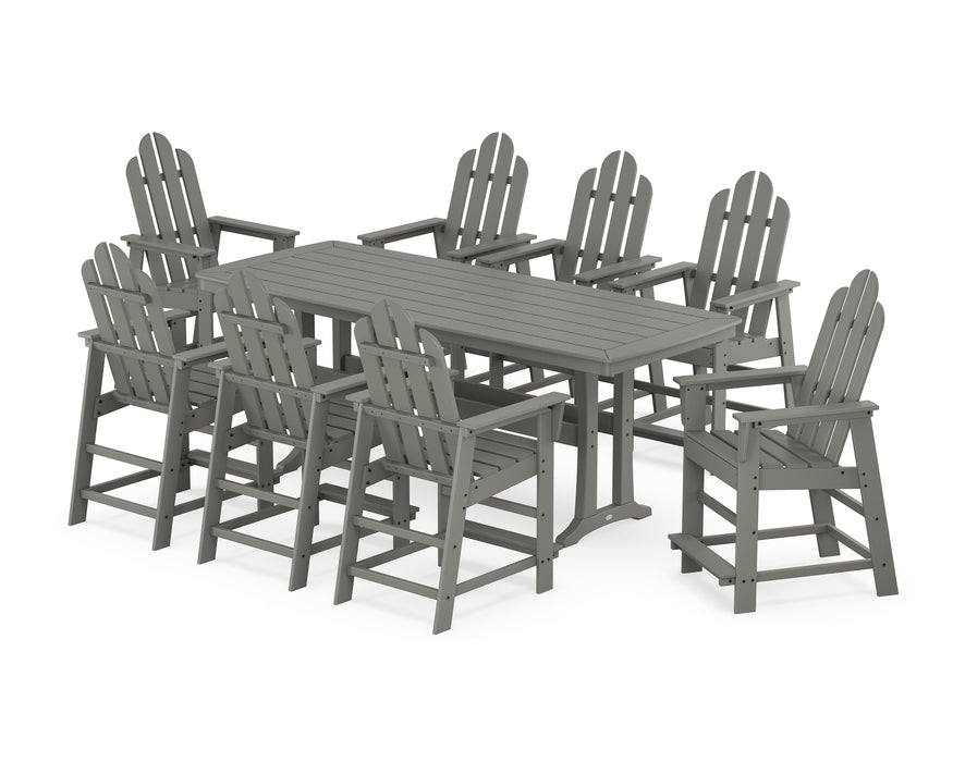 POLYWOOD® Long Island 9-Piece Counter Set with Trestle Legs in Slate Grey