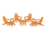 POLYWOOD Classic Adirondack Chair 9-Piece Conversation Set in Tangerine