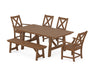 POLYWOOD® Braxton 6-Piece Rustic Farmhouse Dining Set With Trestle Legs in Teak