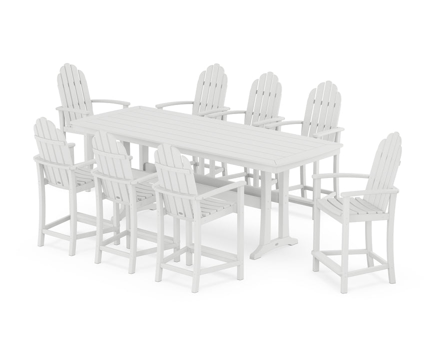 POLYWOOD® Classic Adirondack 9-Piece Counter Set with Trestle Legs in White