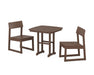 POLYWOOD EDGE Side Chair 3-Piece Dining Set in Mahogany